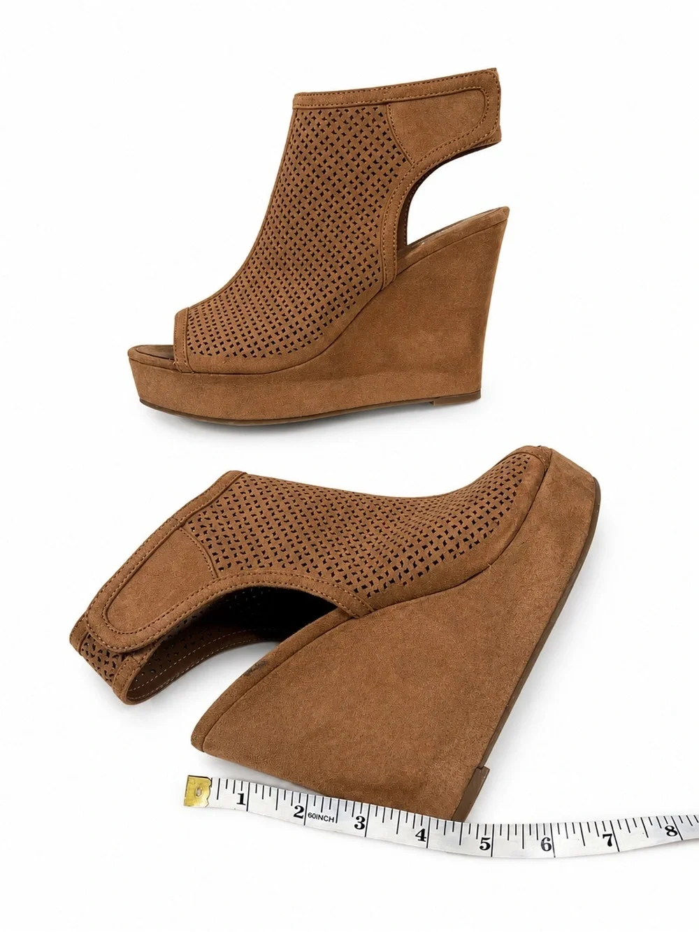 Indigo Perforated Open Toe Wedge Sandal